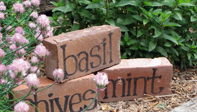 Brick garden markers