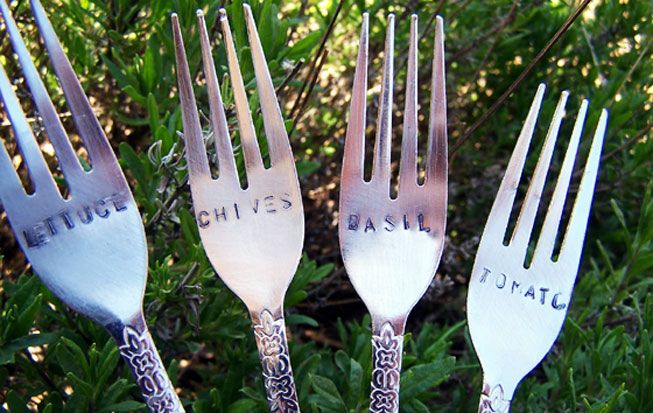 Silverware garden markers