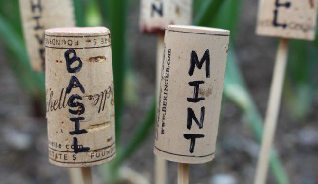 Wine cork garden markers