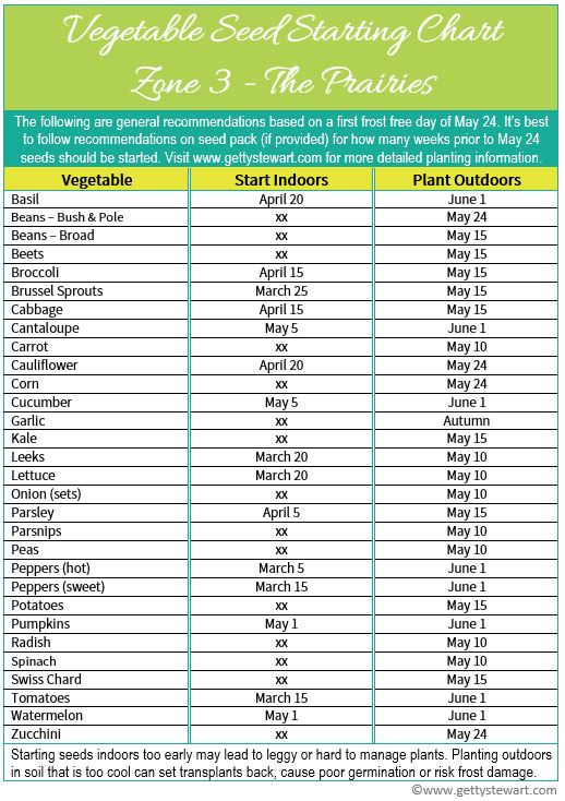 A Manitoba Growing Chart for Vegetable Gardens